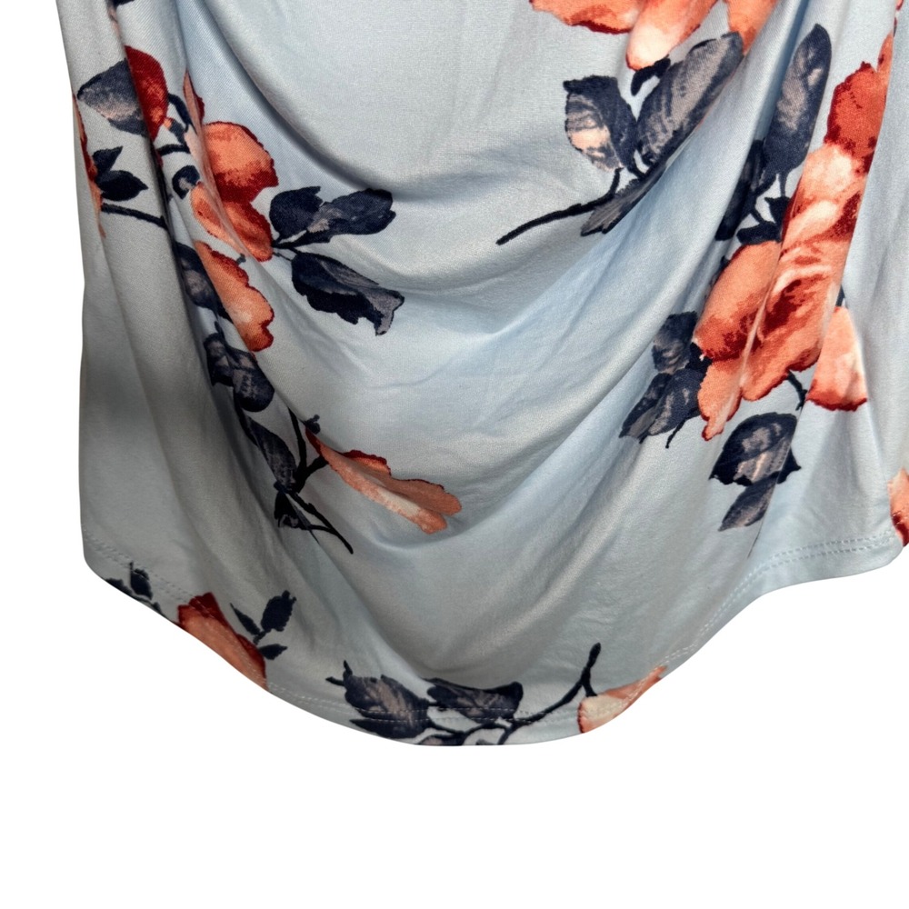 PinkBlush Maternity Dress Sz Small Blue Floral Off Shoulder Ruched - Picture 6 of 9
